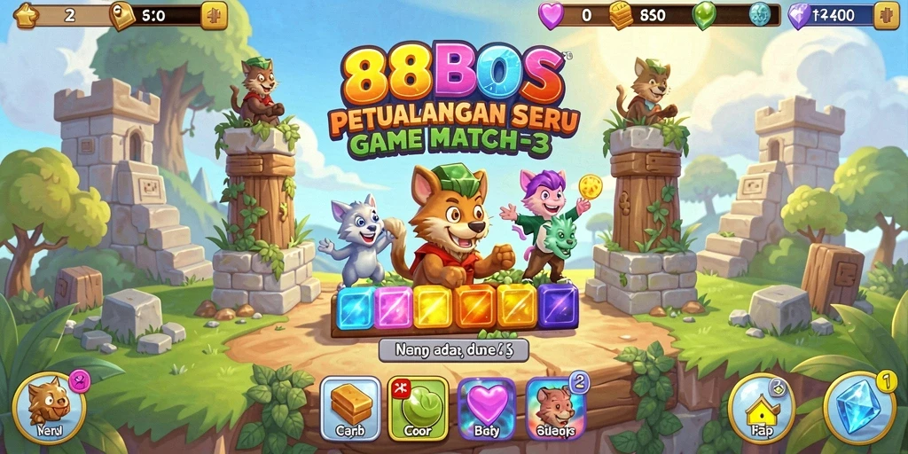Tangkapan layar dari gameplay seru 88BOS yang menantang dan penuh warna.
