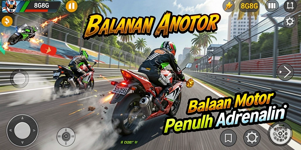 Pengalaman gameplay balapan motor yang seru dan mendebarkan.