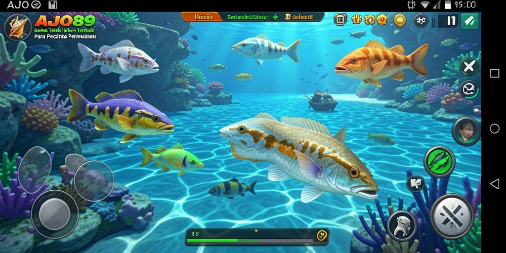 Tampilan gameplay AJO89 menampilkan aksi menembak ikan yang seru dan dinamis.