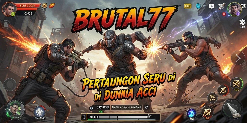 Tampilan gameplay seru dari BRUTAL77, dengan aksi yang mendebarkan.