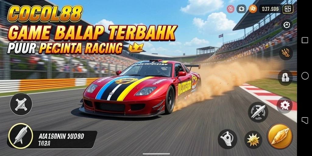 Tampilan gameplay seru dari COCOL88 yang penuh aksi balapan.