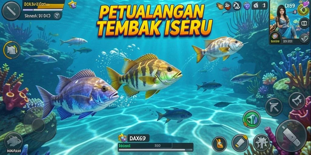 Gameplay seru DAX69 saat menembak ikan di lautan.