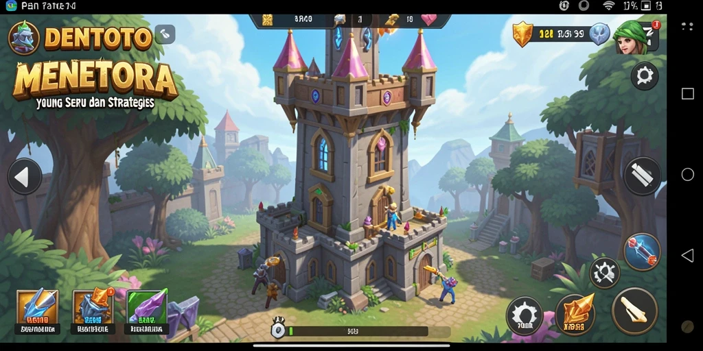 Tampilan menarik dari gameplay DENTOTO dalam pertahanan menara.