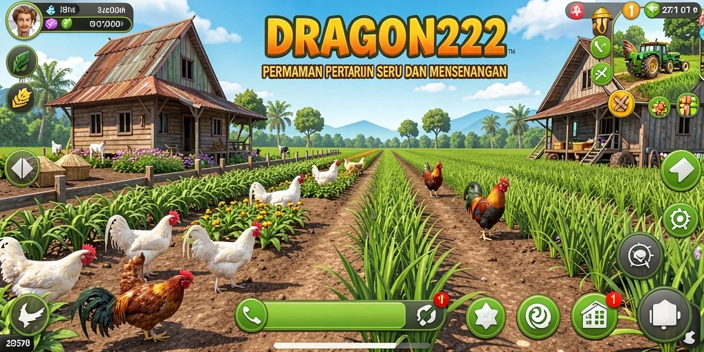 Tampilan gameplay seru dari DRAGON222 yang menunjukkan aktivitas pertanian.