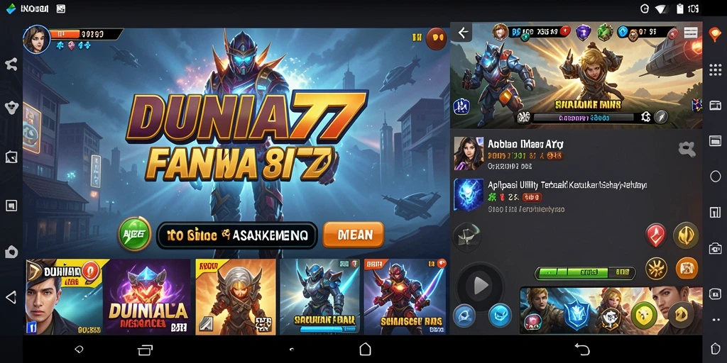 Screenshot utama DUNIA77 menunjukkan antarmuka aplikasi Utility yang modern.