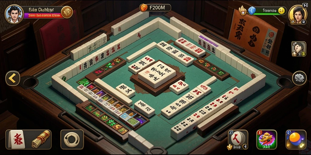 Tampilan gameplay Mahjong yang menarik dan interaktif di F200M.