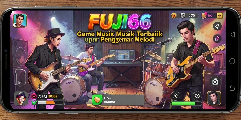Screenshot utama FUJI66 menampilkan gameplay musik yang seru.