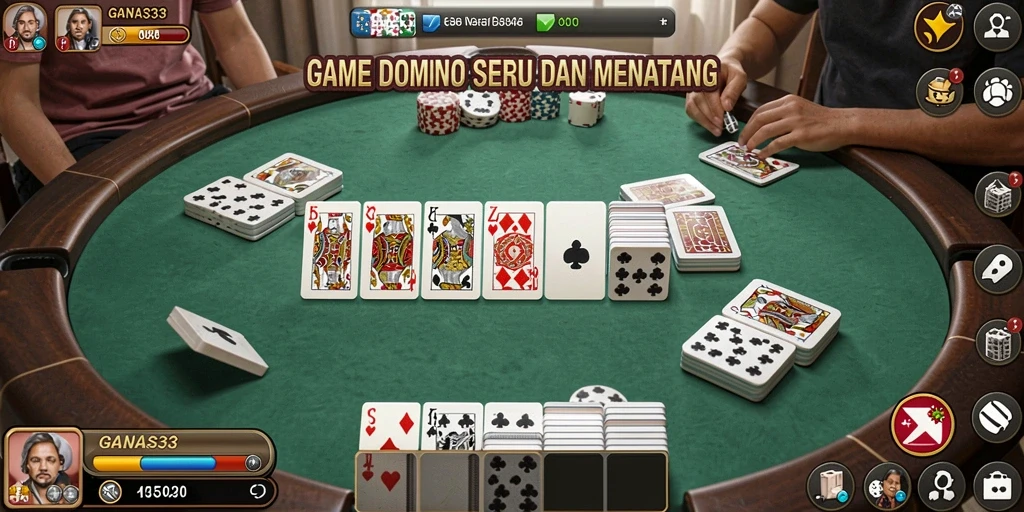 Screenshot gameplay seru dari GANAS33 menampilkan aksi permainan Domino.