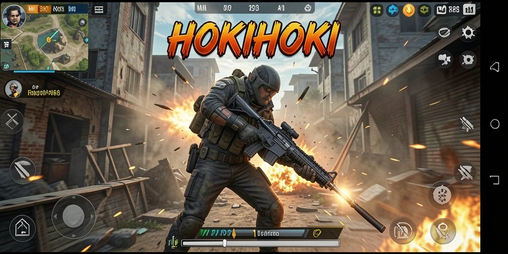 Screenshot menunjukkan aksi seru di HOKIHOKI dengan grafis menawan.