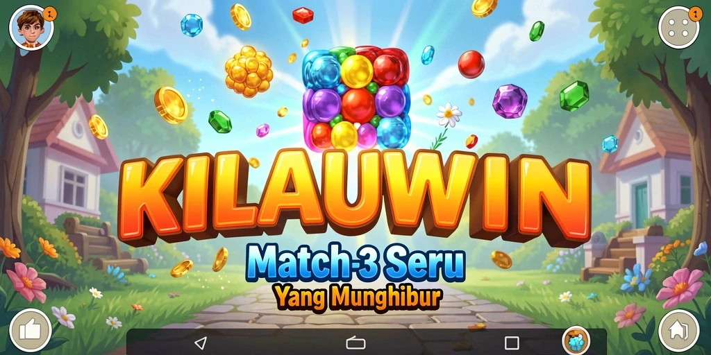 Tangkapan layar gameplay KILAUWIN, menunjukkan kombinasi Match-3 yang seru.