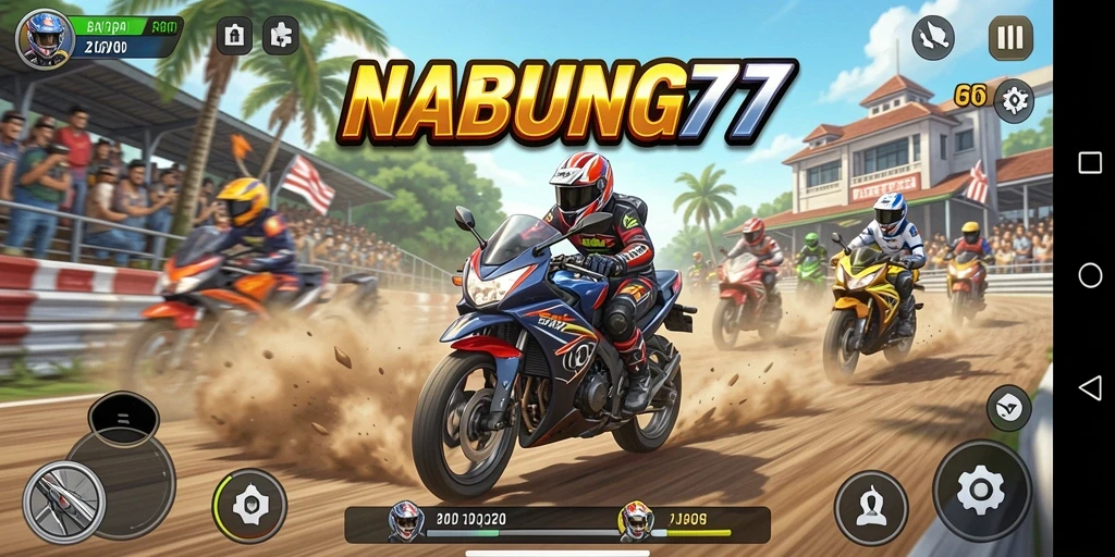 Tampilan gameplay balapan motor yang seru dan menegangkan.