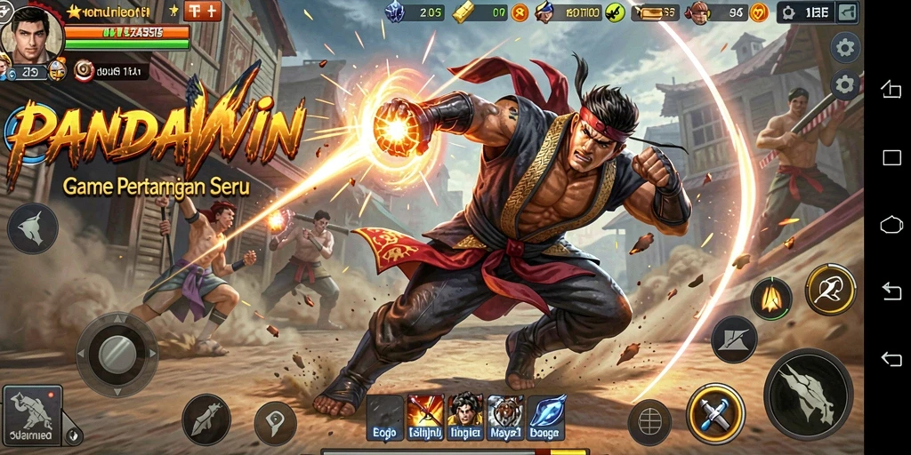 Tampilan gameplay pertarungan seru dalam PANDAWIN.