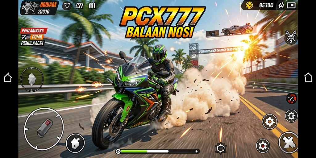 Gameplay seru dalam balapan motor PCX777.