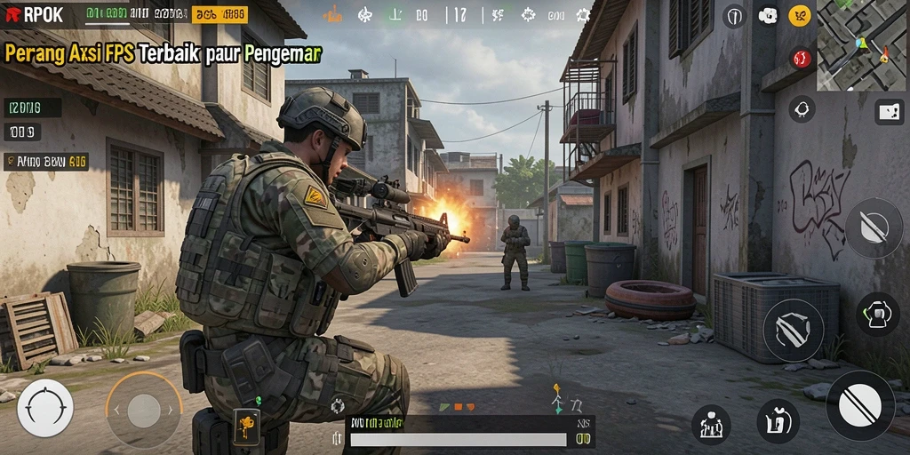 Screenshot menunjukkan pertempuran intens dalam RPOK dengan visual yang memukau.