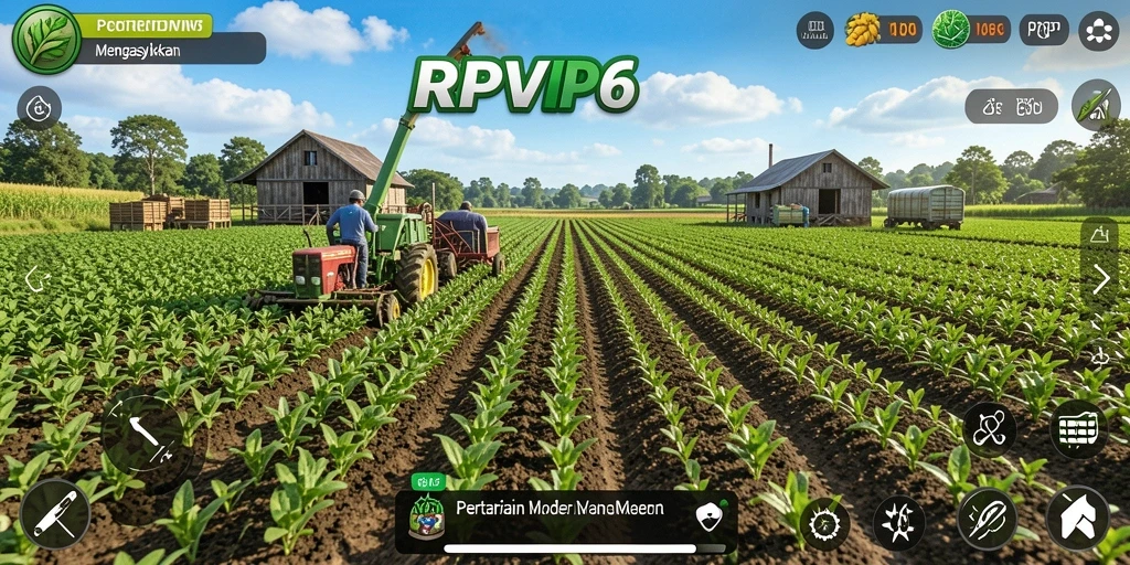 Tampilan permainan RPVIP6 yang menampilkan lahan pertanian yang kaya dan berwarna.