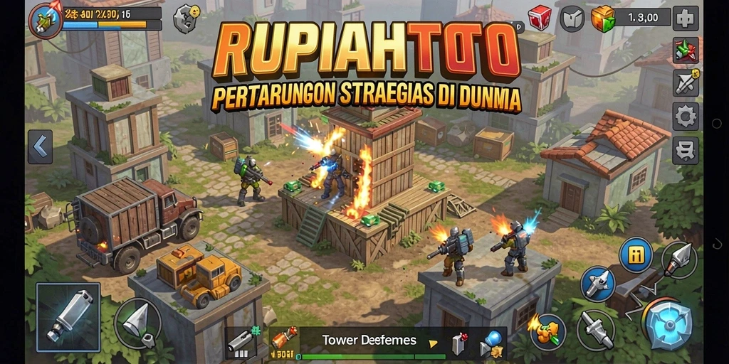 Screenshot utama RUPIAHTOTO menampilkan gameplay seru Tower Defense.