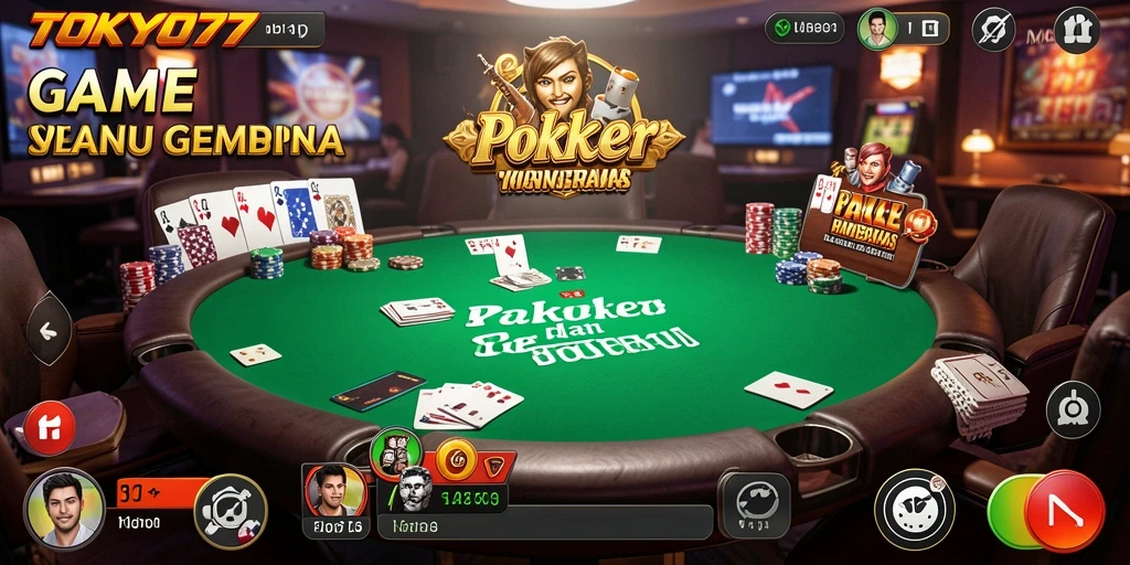 Gameplay TOKYO77 menampilkan keseruan permainan Poker yang mendebarkan.
