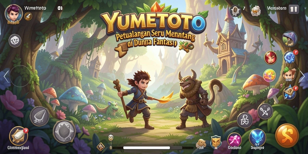 Tampilan gameplay seru YUMETOTO dengan misi dan tantangan petualangan.